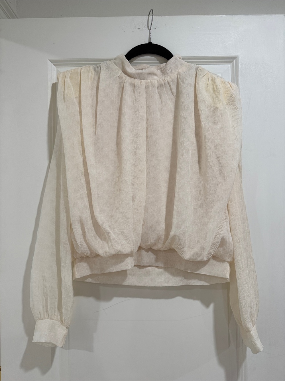 THML Ivory Sheer Puff-Sleeve Blouse - Picture 2 of 3